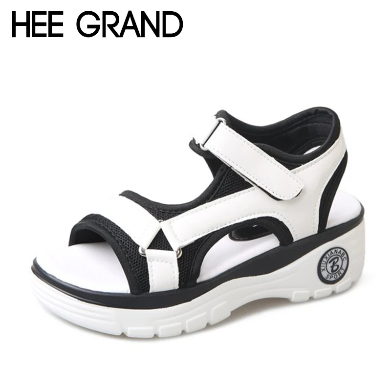 

HEE GRAND 2018 New Women's Sandals Women Causal Sandals Hook & Loop Open with Platform Shoes size 35-40 XWD6584