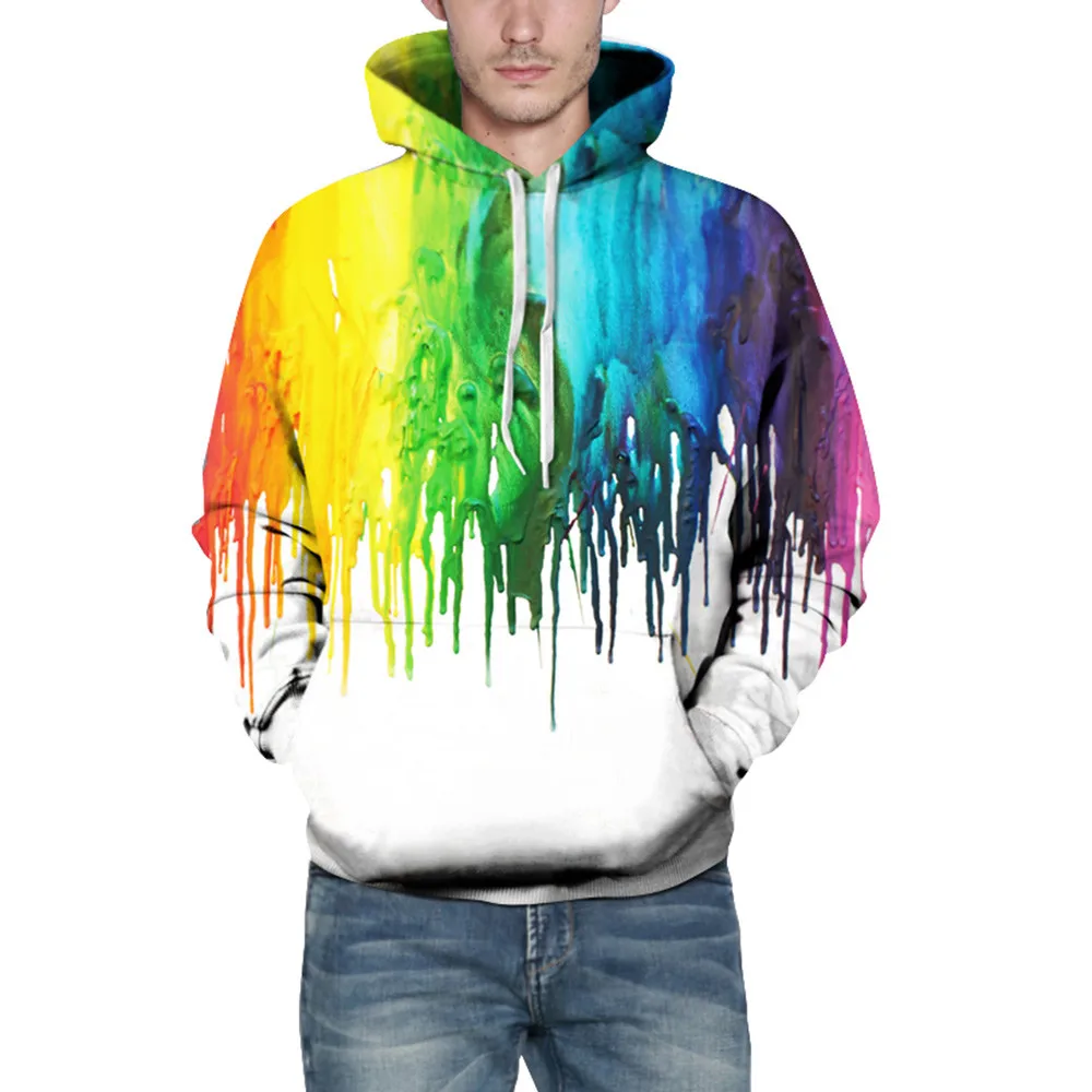 Для Мужчин's Повседневный Анорак Многоцветный 3D печать с длинным рукавом Толстовка Осень Зима утепленная одежда капюшоном пуловеры для