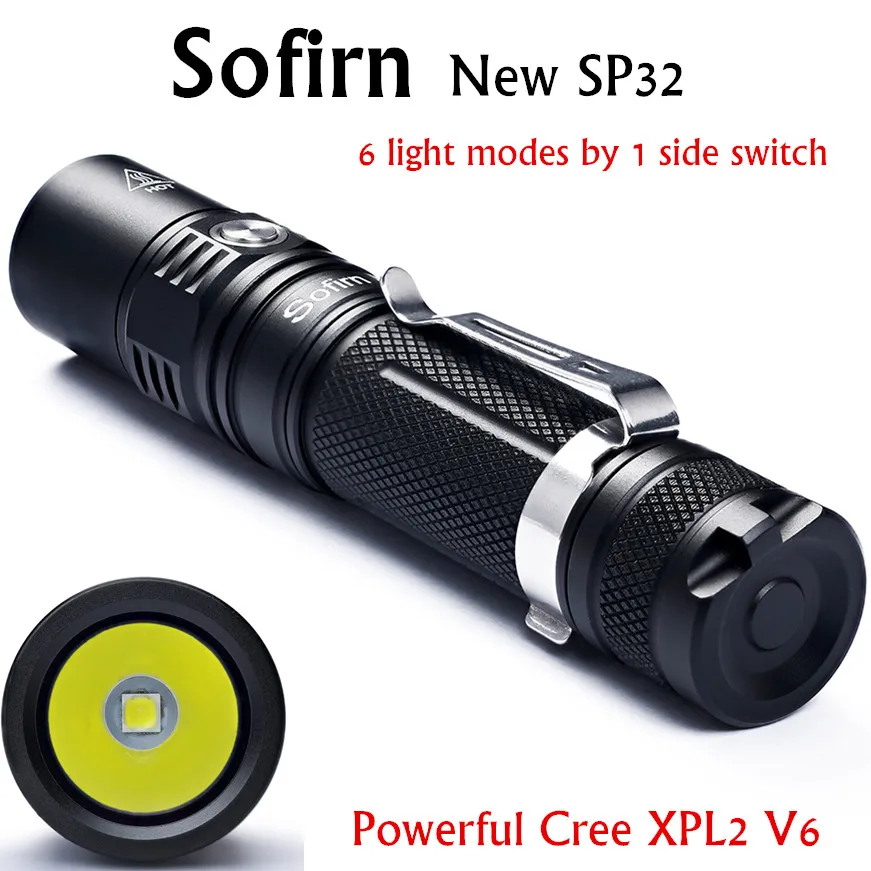 Sofirn SP32 Powerful Tactical LED Flashlight 18650 Cree XPL2 1000lm High Power EDC Pocket Light Torch