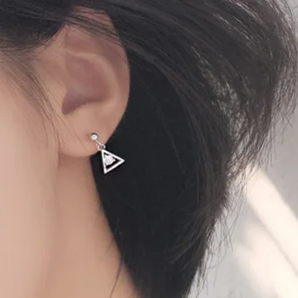 simple triangle cz earring 100% 925 Sterling silver Jewelry fashion Hypoallergenic Stud earrings for women gift