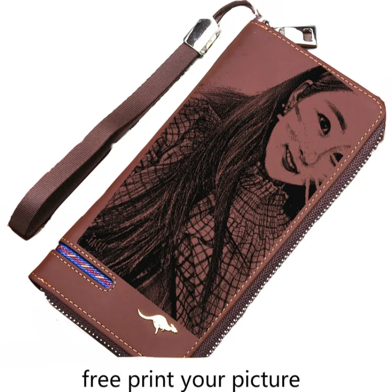 

Men's wallet business handbag long wallet bag DIY photo picture custom lettering name signature customized print gift wallet