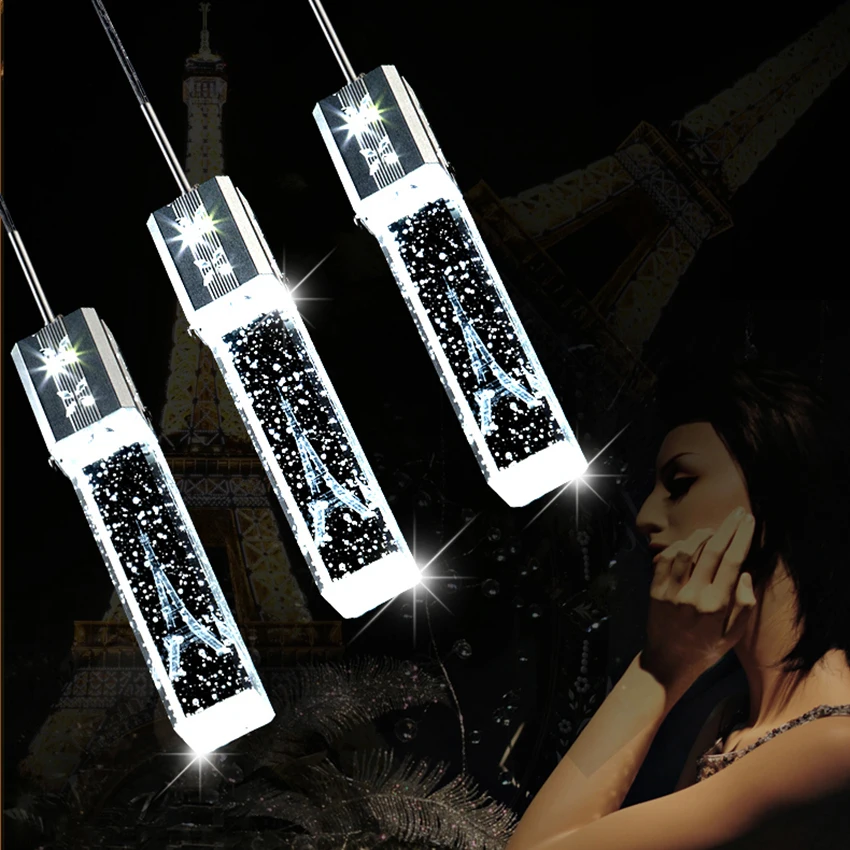 

Free shipping Modern minimalist led three creative crystal chandelier lighting bubble column Bar Interior Lighting