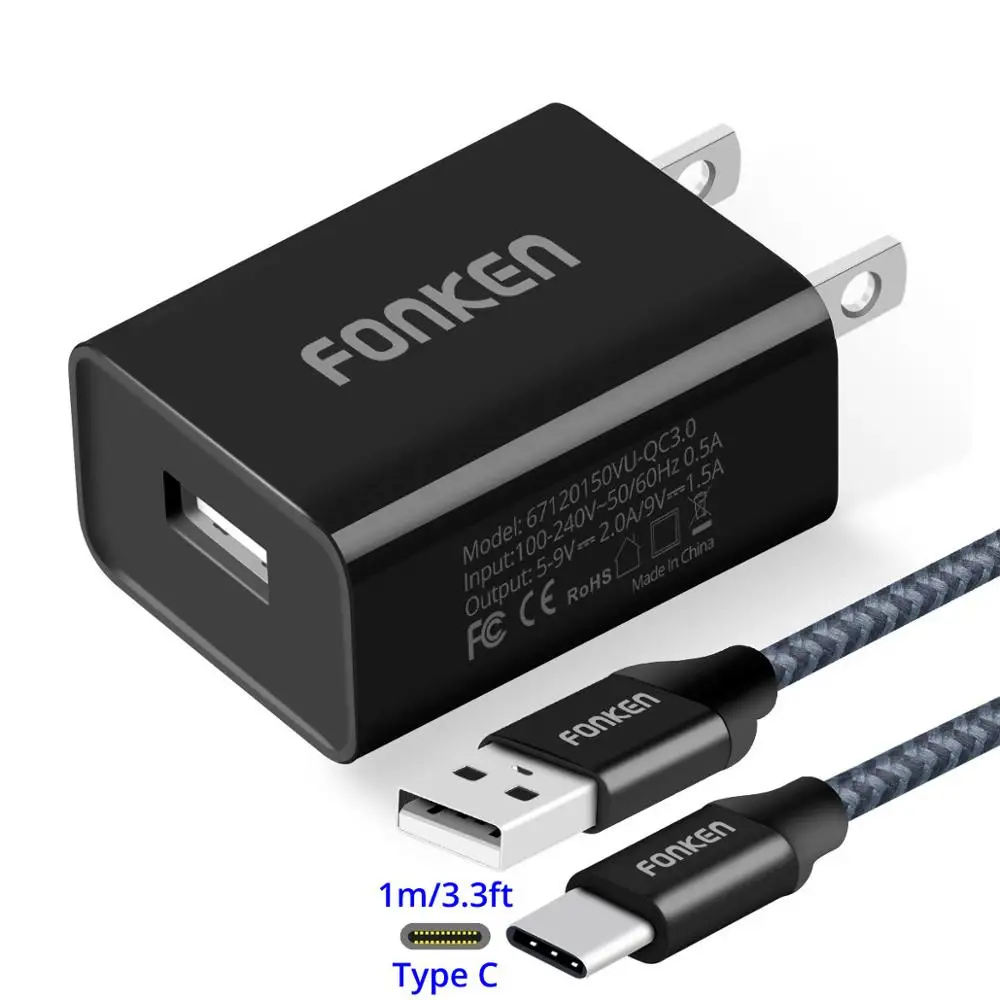 FONKEN QC3.0 USB зарядное устройство для телефона адаптер 18 Вт портативный быстрая зарядка Разъем для смартфона США штекер телефона USB адаптер зарядное устройство для путешествий - Тип штекера: Black add Type C