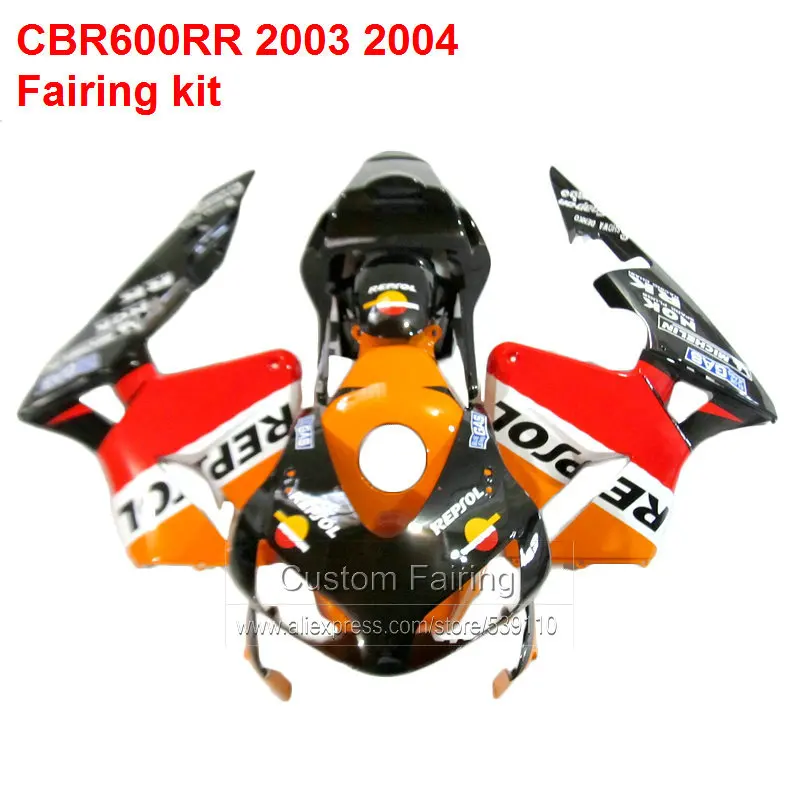 Оранжевый и красный Обтекатели для Honda CBR600RR 03 04 Repsol Стикеры (впрыска мотоциклах)