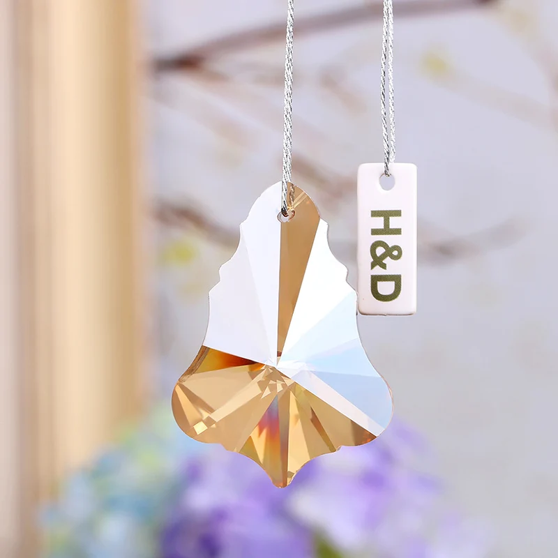 H& D 50 мм Хрустальная клена люстра с листьями призмы(Бесплатные Кольца) стеклянная лампа Suncatcher подвески для домашнего свадебного декора(красочные 10 шт
