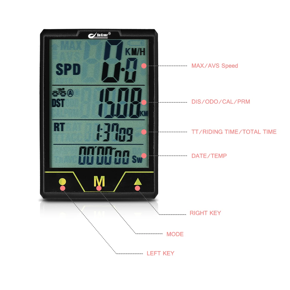 BOGEER велосипедный компьютер беспроводной/проводной велосипедный Спидометр Одометр температура подсветка водонепроницаемость для езды на велосипеде