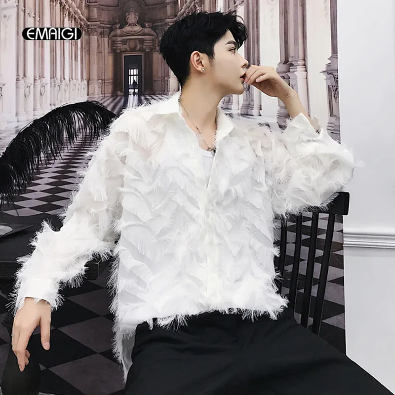 

Men Women Couple Vintage Fashion Casual Long Sleeve Black White Shirts Harajuku Male Loose Party Tuxedo Shirts Stage Clothes