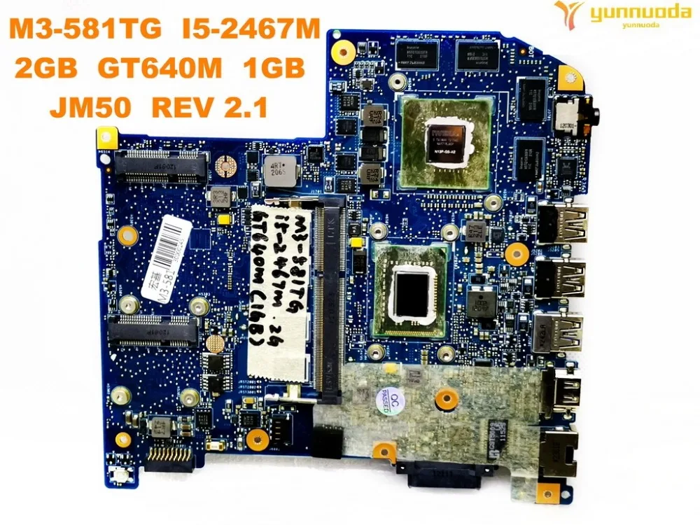 Original for ACER M3 581TG laptop motherboard M3 581TG I5 2467M 2GB GT640M 1GB JM50 MAIN
