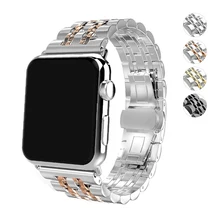 316L ремешок из нержавеющей стали для apple watch ремешок 44 мм 40 мм, 42 мм, 38 мм, версия наручных часов iwatch серии 5/4/3/2/1 браслет металлическая бабочка застежка