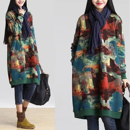 

Clobee Cotton And Linen Printed Flower Women Dress Loose Vintage Elegant Ladies Dresses Lolita Work School Femme Vestidos V570