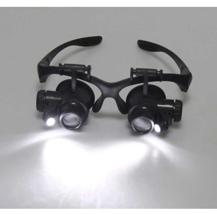 Safety Goggles Watch Repair Jewelry magnifying Glasses With LED Light and Replaceable 4 Pairs Magnifier 10152025X Lens (6)
