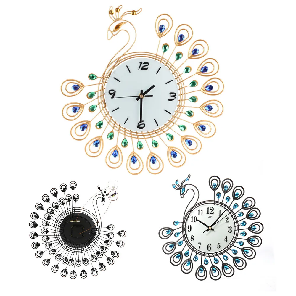 

Vintage Style Peacock Antique Wall Clock for Home Kitchen Office Decoration DIY Living Room Wall Clock Sticker Watch Home Decor