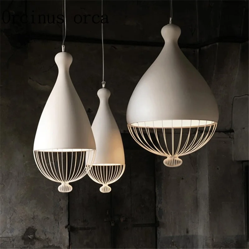 

Nordic creative single bird cage chandelier living room restaurant coffee lantern personality bar window iron Chandelier