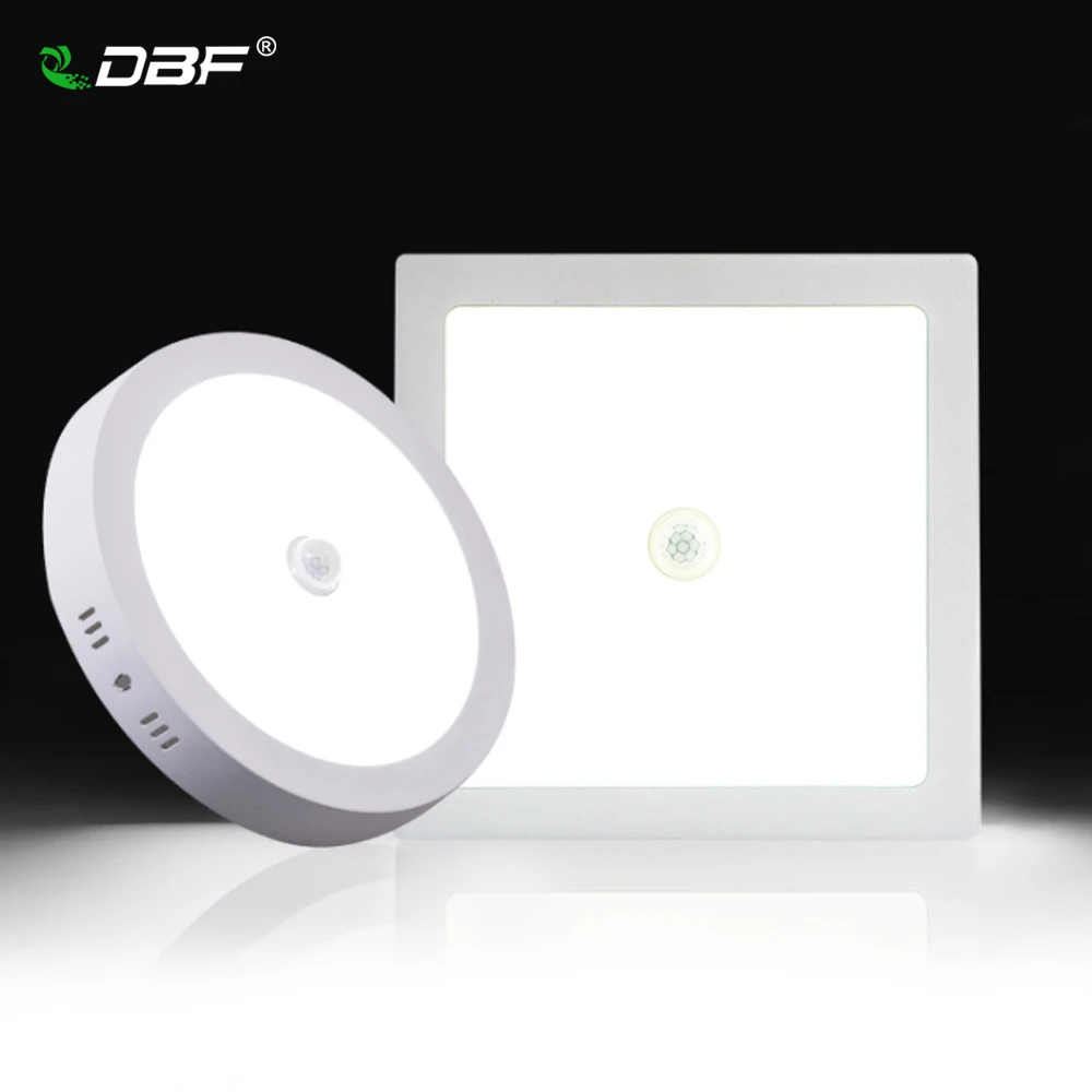 

[DBF]Human Motion Sensor Ceiling Lamp 6W 12W 18W 24W Round/Square Surface Mounted Panel Light No Cutout Ceiling Lamp Home Decor
