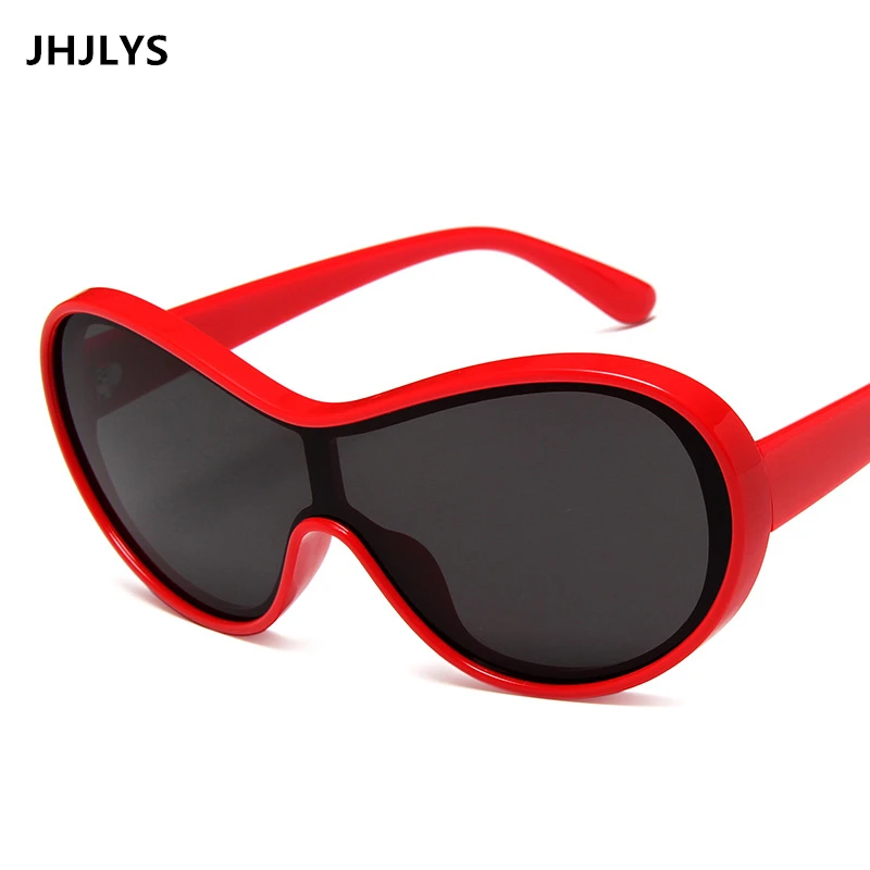 JHJLYS 2019 oversized fashion one-piece oval sunglasses ladies Polaroid brand catwalk windproof sun glasses multicolor black red