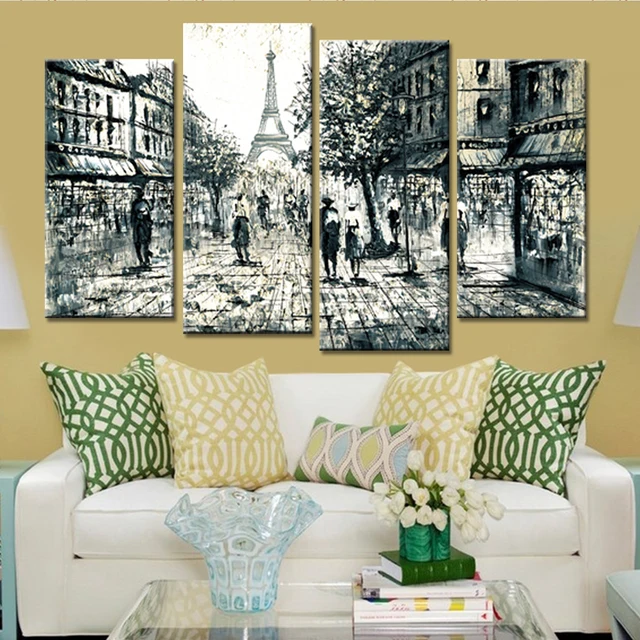 Baru 4 Piece Landscape Sketch Kanvas Gambar Untuk Ruang Tamu Poster Baru 4 Piece Landscape Sketch Kanvas Gambar Untuk Ruang Tamu Poster Dan Cetakan Modern Nordic Framless