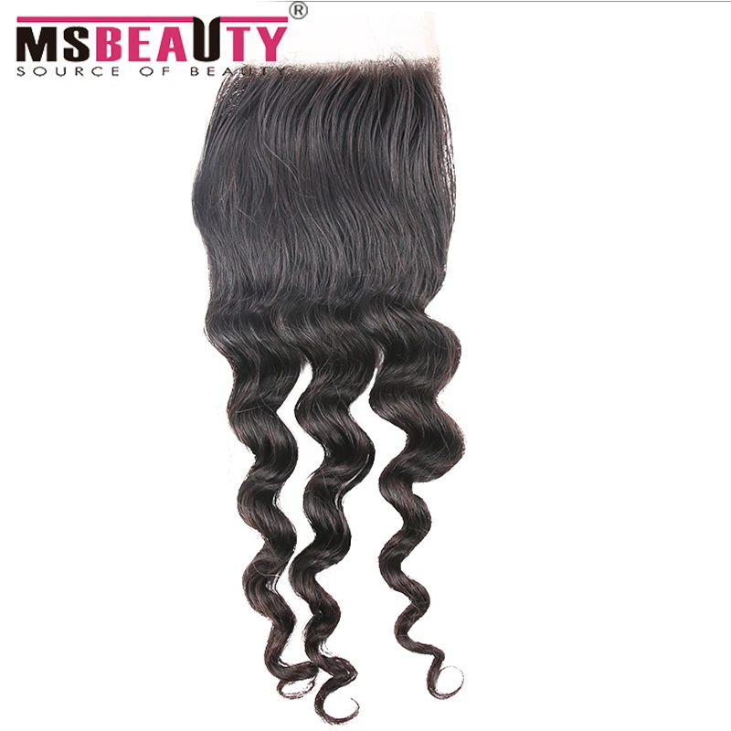 

7A Malaysian Virgin Hair Loose Wave lace closure 4x4 free part human hair closure Malaysian Loose Wave