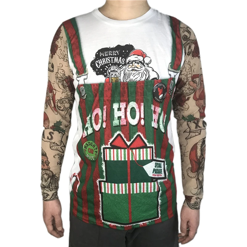 

Funny Santa Claus Printed Ugly Christmas T Shirt for Men Tacky Short Sleeve Tatoo Ugly Chirstmas T Shirts Xmas Party Tee