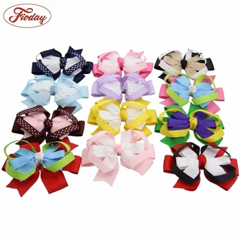 

12pcs/lot 4 inch Girls Hair Clips For Women 12 Colors DIY Ribbon Hair Bow Hairpins Girls Hair Accessories