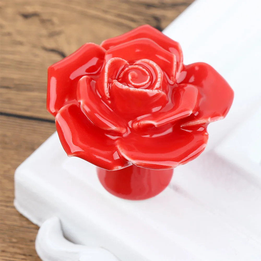 Керамические розы в форме цветка ручки для мебели дверная ручка ручки шкафов и ручки шкаф выдвижной ящик ручка