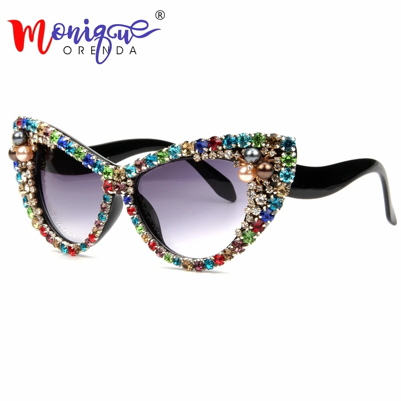 

2020 Oversized Sunglasses Women Luxury Brand glasses Colorful Rhinestone Cat Eyes Sunglasses Vintage Shades Eyewear Oculos