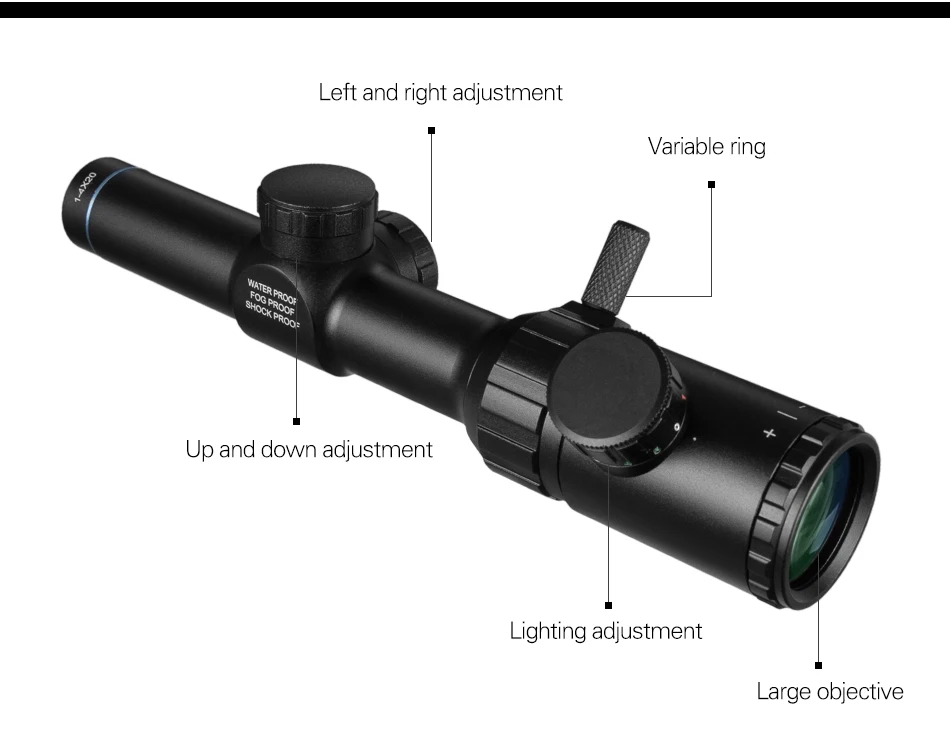 1-4x20 прицел зеленый красный с подсветкой Прицел дальномер Сетка Каза винтовка прицел воздушный винтовка Оптический прицел охота