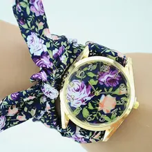 Женские наручные часы из цветочной ткани, МОДНЫЕ ЖЕНСКИЕ НАРЯДНЫЕ часы, высококачественные тканевые часы, милые часы-браслет для девушек