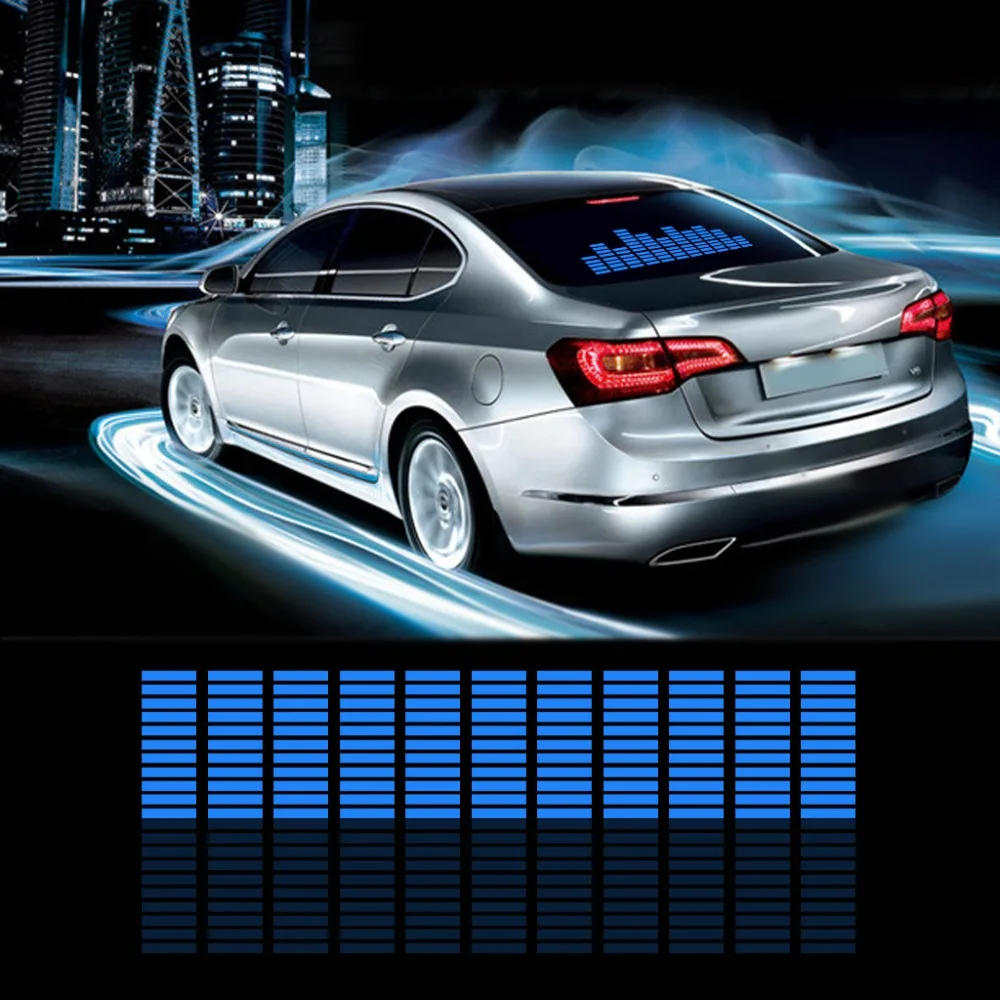 Автомобильный Автомобильный музыкальный ритм измененный Jumpy стикер светодиодный светильник-вспышка лампа Активированный эквалайзер EL лист заднего стекла стильная классная наклейка