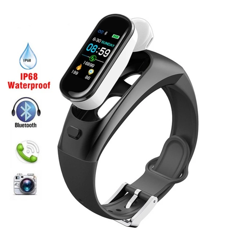 

DW-Wogesup H109 2-in-1 Sports Smart Watch Bluetooth Wireless Earphones Heart Rate Blood Pressure Camera Waterproof Smart Band