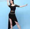 Short Sleeves Dress for Women Belly Indian Dance Cut out Suit Girls Lady Belly Sexy Perspective Dancewear Competition Practice ► Photo 3/5