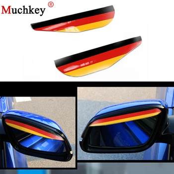 

Universal Car Back Mirror Eyebrow Raincost Germany Flag 3 Colors Rain Sticker Rear View Mirror Rain Shield Rainproof Blades 2Pcs