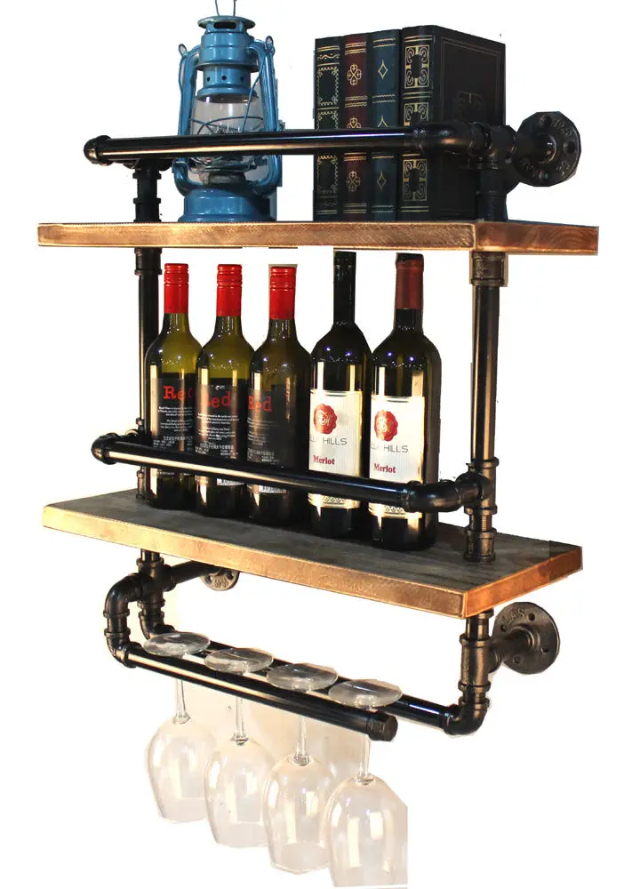 huichelarij hanger behandeling Industriële Wijnrek GlassDecorative Wijn Houder Muur Hangen, Rustieke  Handgemaakte Teruggewonnen Hout Opknoping industriële pijp Wijnrek|wooden  hanging|wooden hanging wine rackrack wine wall - AliExpress