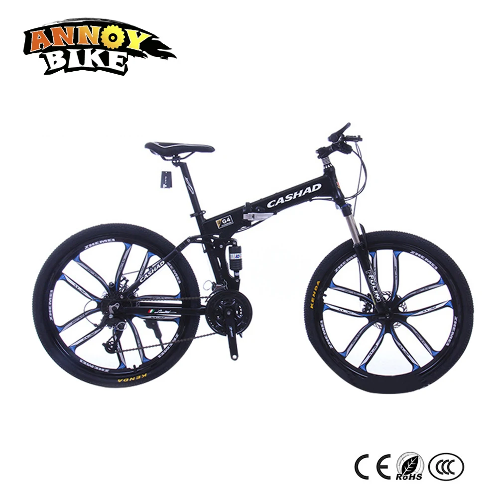 26 inch Aluminum alloy 21/24/27 speed Double disc brake bicycle Double shock absorption Oil spring fork Folding mountain bike 26 inch Aluminum alloy 21/24/27 speed Double disc brake bicycle Double shock absorption Oil spring fork Folding mountain bike