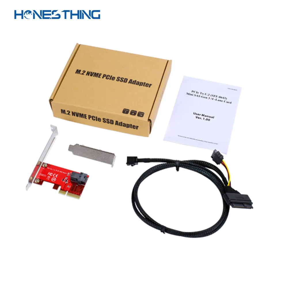 HonesThing PCIe to U.2 (SFF-8643) Gen 3 4 -Lane Card PCI Express to U.2 Converter M.2 NVME PCIe SSD Adapter Card 6