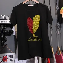 Hiawatha, футболка с коротким рукавом, женская, летняя, с перьями, горячая распродажа, топы, футболки, корейские, черные, хлопковые футболки, TX070