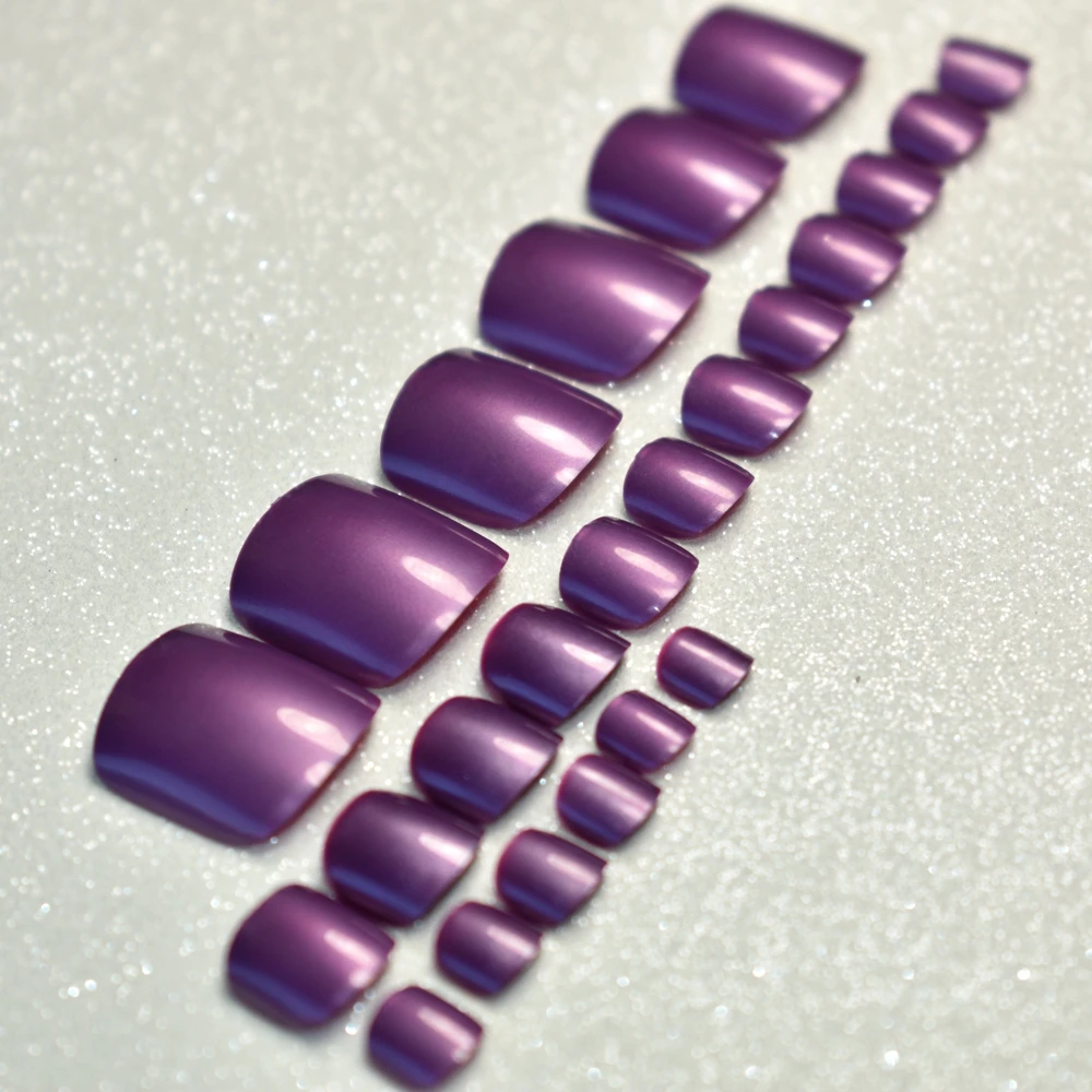 

New Arrival 24pcs Solid Candy Style Toe False Nails Art Tips Nude Taro Purple Full Cover Fake Finished Nail Feet Patch 010t