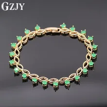 GZJY Новая мода зеленый циркон Шампанское Золото Цвет звено браслет для женщин Свадебная вечеринка ювелирные изделия