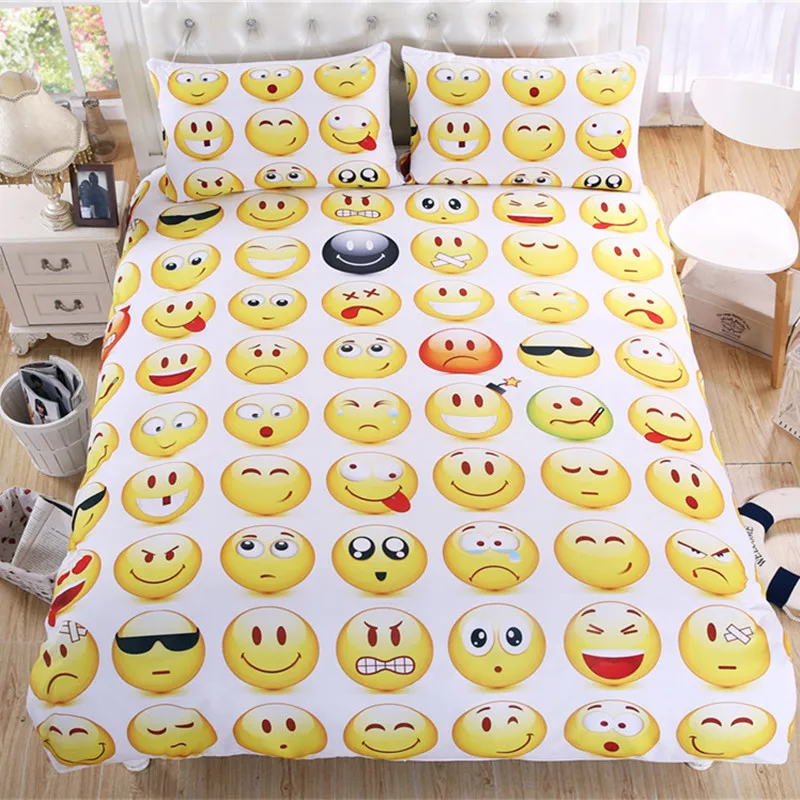 Emoji Bedding Set Twin Full Queen King Size Cotton Polyester Emoji
