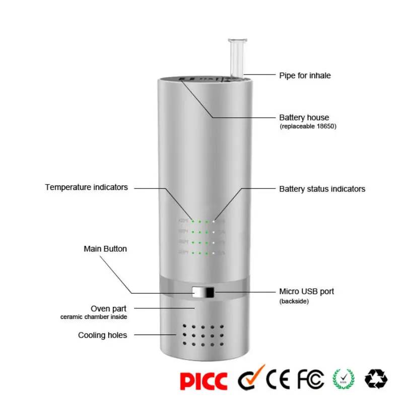 Bud VS7 Dry Herb Vaporizer Ceramic Chamber Starter Kit Glass Mouthpiece Temp Control Mod 18650 Battery Electronic Cigarette Vape Bud VS7 Dry Herb Vaporizer Ceramic Chamber Starter Kit Glass Mouthpiece Temp Control Mod 18650 Battery Electronic Cigarette Vape
