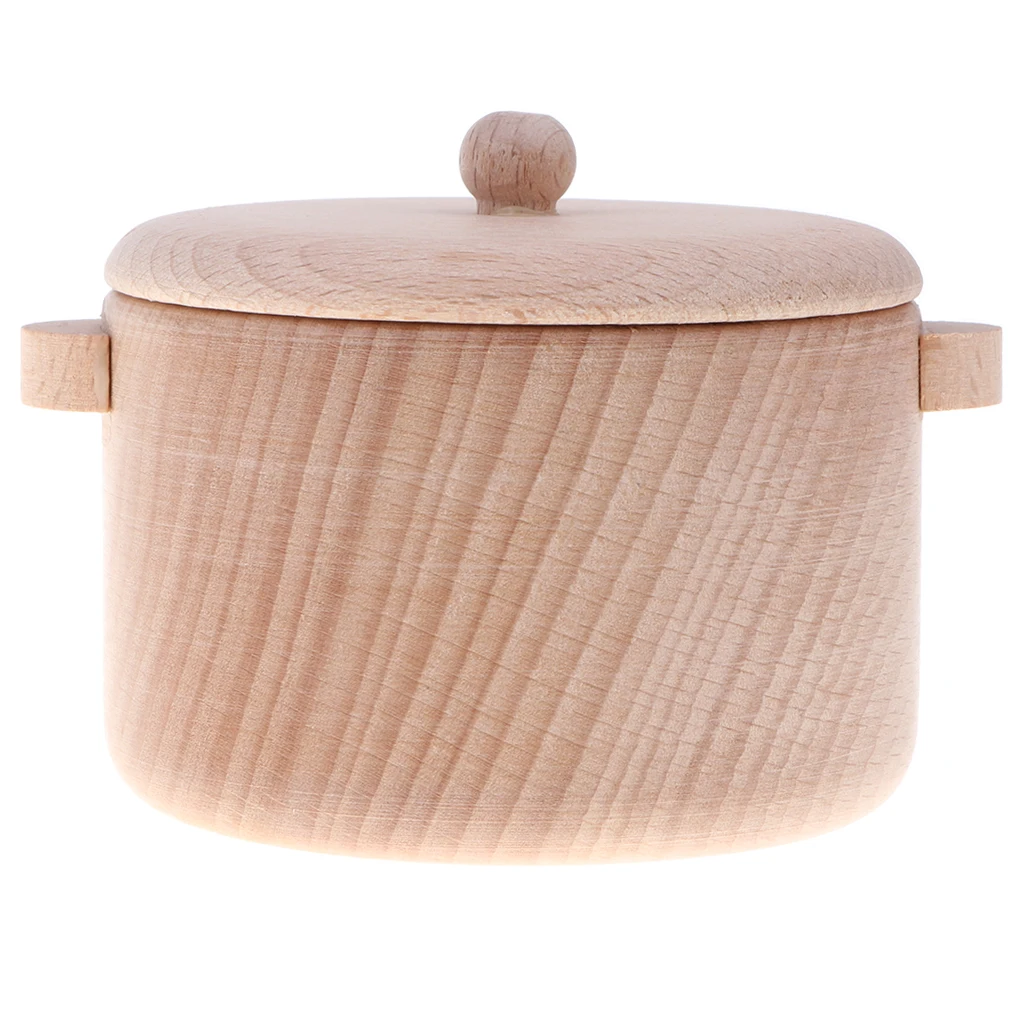 Funny Kitchen Toy - Solid Beech Wooden Playset for Kid Girls Role Play Pretend Cooking Kid Educational Toy Props - Saucepan M