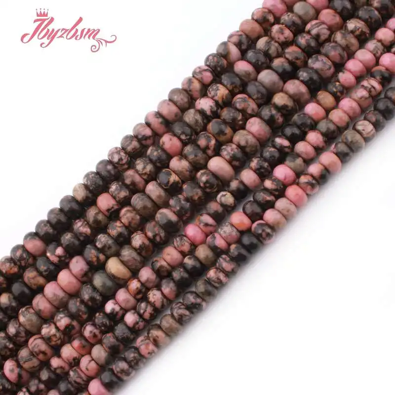 

3x6,4x8mm Smooth Rondelle Multicolor Rhodonite Beads Natural Stone Beads For DIY Necklace Jewelry Making Loose 15" Free Shipping