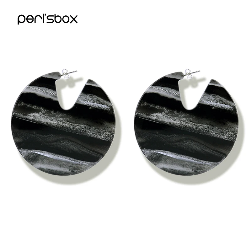 

Peri'sBox Boho Oversized Acrylic Disc Earrings for Women Statement Exaggerated Geometric Round Earrings Acetate Hoop Earrings