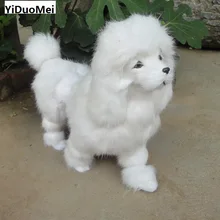 Большой 37x12x26 см Искусственный животный белый поза стоя Пудель модельная игрушка в виде собаки, полиэтилен и меха ручной работы, подарок для украшения, d2220