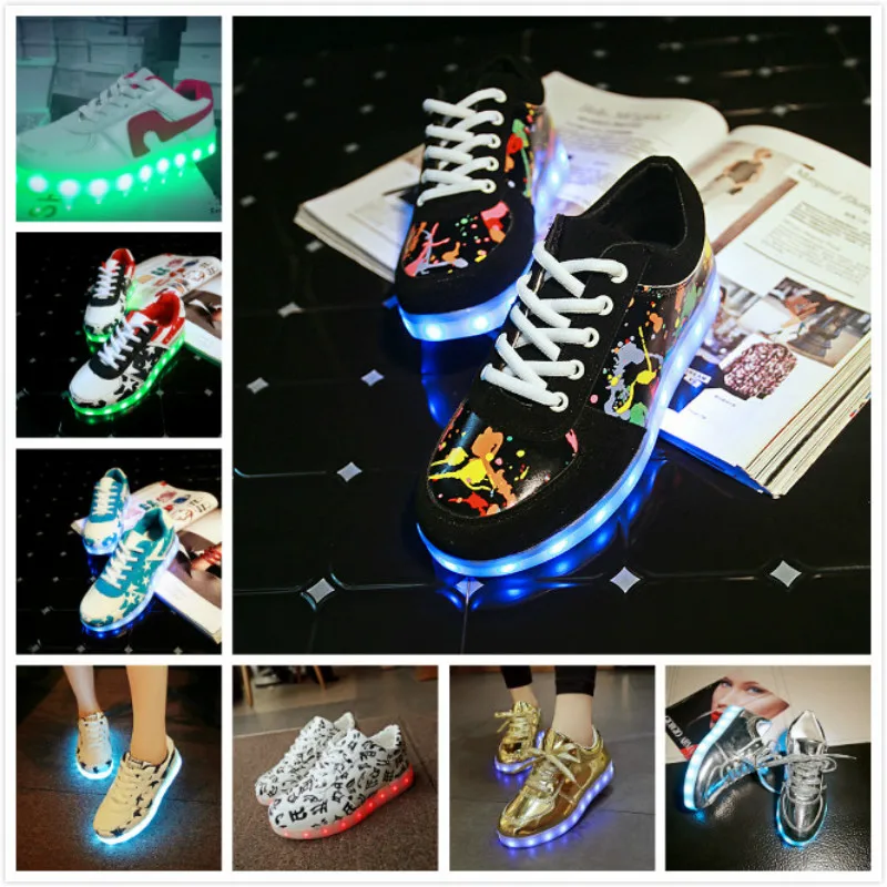

Men Women Fashion 7 Colors Led luminous Shoes Boys Girls Light Up Casual Kids USB Charging New Sole Glowing Children Sneakers