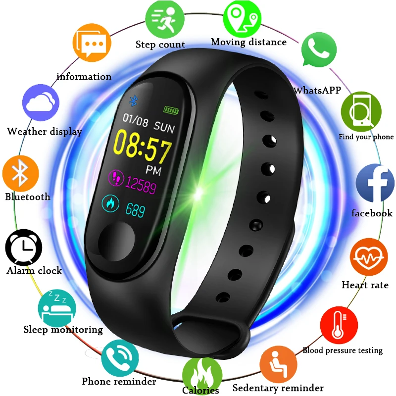 

Sports Bracelet IP67 Waterproof Anti-lost Smart Bracelet Blood Pressure Monitoring ECG Fitness Tracker Smart Band PK mi band 3