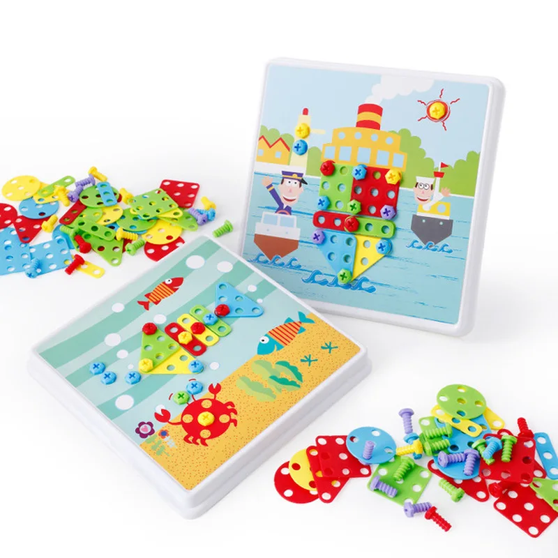 

Children's Manual Screw Screw Plastic Building Blocks Baby Scene Diy Pairing Combination Children's Toys Gift