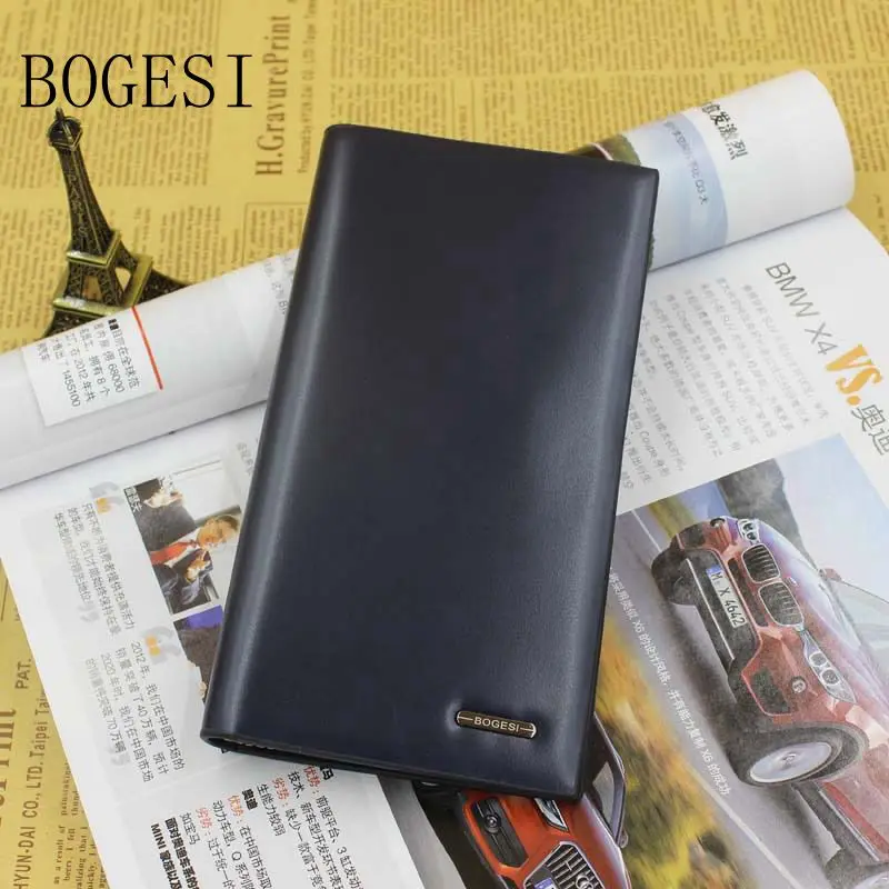 

BOGESI New Designer PU Leather Men's Business Long Wallet Bogesi Brand Man Solid Purse With Coin Pocket Card Holder Photo Holder
