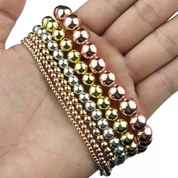 Rose Gold Silver - Plated Hematite Beads - 8mm 50pcs (4 color Mix color)