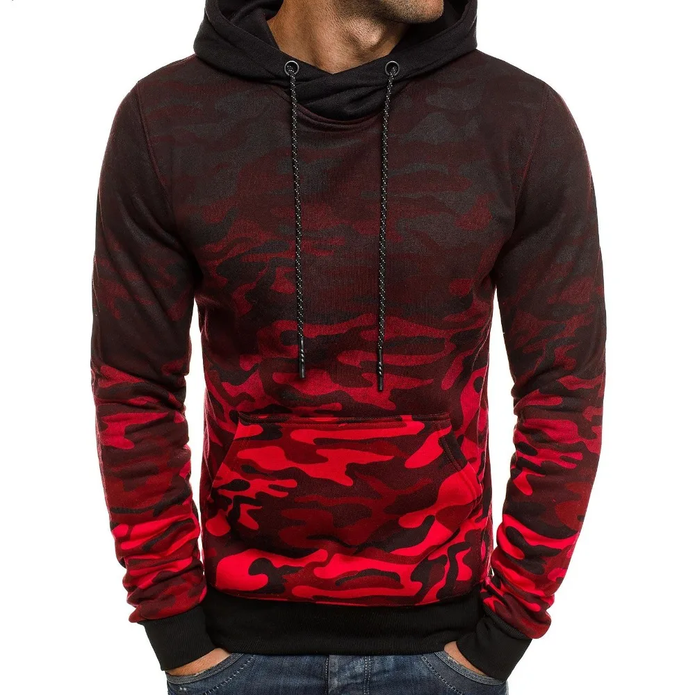 Camouflage Mens Hoodie plus size fleece Pullover long sleeve Hooded ...