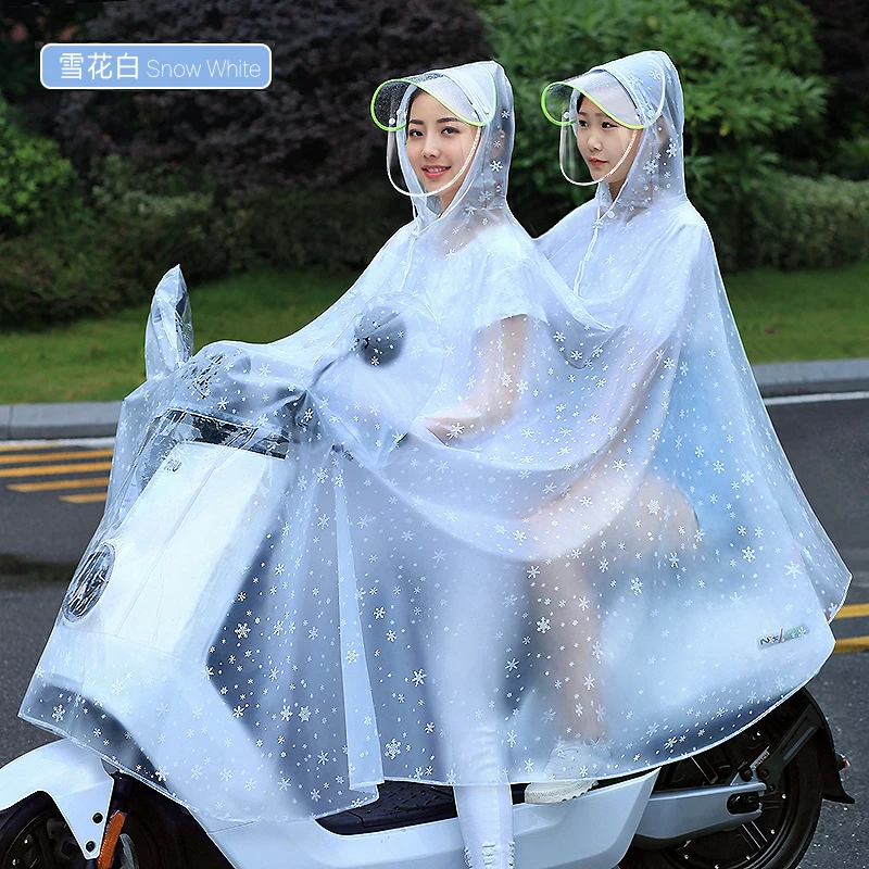 6.Single double rain poncho raincoat Transparent waterproof rain gear electric bicycle battery car motorcycle ladies poncho adult battery car rain poncho FashionableDouble snow white